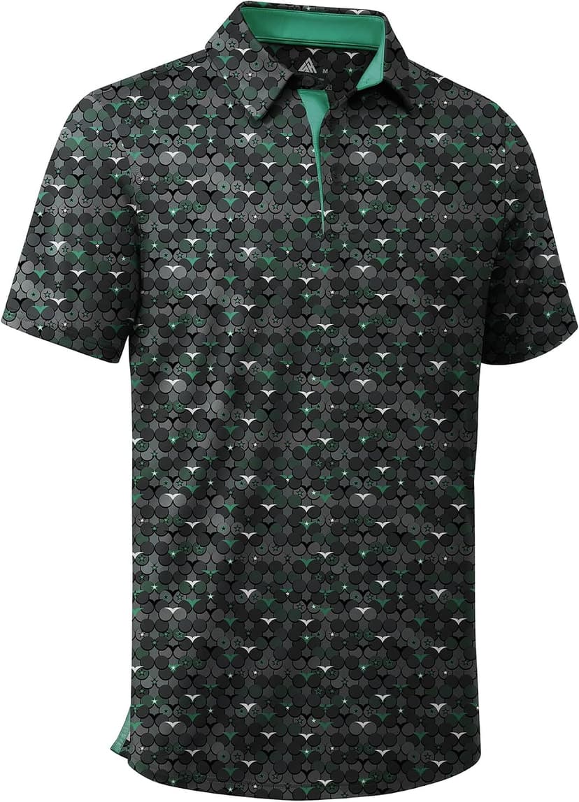 ZITY Men's Golf Shirts Short Sleeve Moisture Wicking Performance Print Patterns Casual Collared Golf Polo Shirt for Men