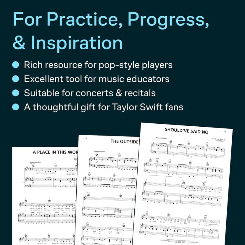 Taylor Swift Piano Vocal Guitar Songbook | Country Pop Sheet Music Arranged for Voice Piano Guitar | 11 Songs with Full Lyrics and Chords | Easy Pop Music Book for Beginners