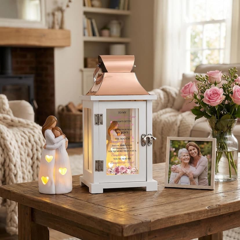 Daughter in Law Gifts, Meaningful Daughter in Law Birthday Gifts, Gifts for Daughter in Law for Birthday Christmas Mothers Day, Lantern with Hand Painted Figurine B0G7B7BWZJ