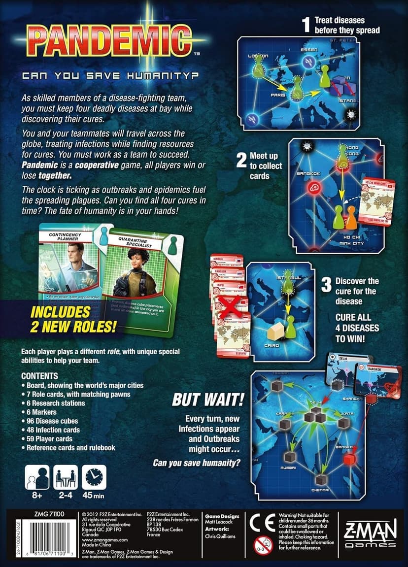 Pandemic Board Game - Cooperative Strategy for Adults & Families, Stop Global Disease Outbreaks, Adult Board Games, Teamwork & Strategy, Fun for Adults, 2-4 Players Ages 8+, 45-60 Minute Playtime