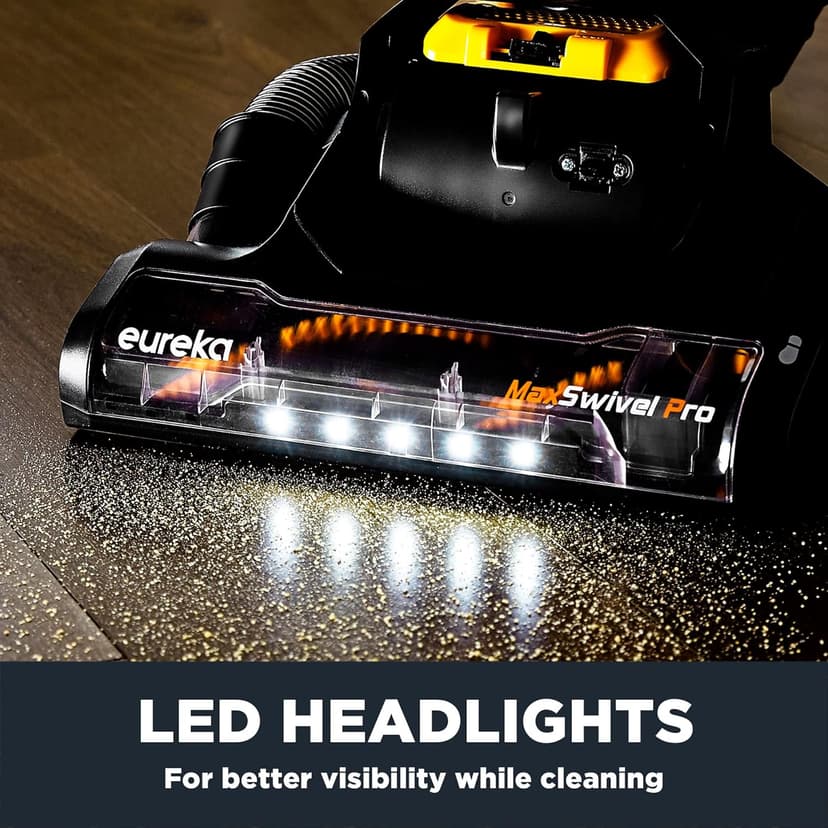 Eureka Powerful Upright Vacuum Cleaner for Home Pet Hair, Lightweight Household Upright Vacuum for Carpet and Hard Floor, MaxSwivel Pro NEU350 with Pet Tool, Yellow