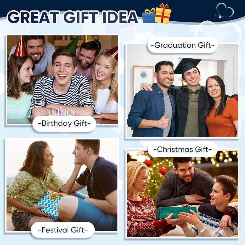 MEALGUET Stocking Stuffers 2025 Idea for Teen Boys Brother Son Grandson Love You Forever Engraved Stainless Steel Cuban Link Chain Necklace for Men Curb Chains Necklaces Jewelry Gift with Card