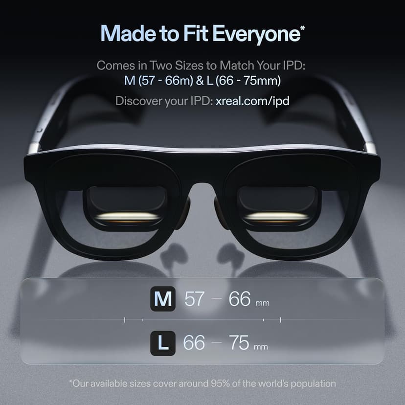 XREAL One Pro AR Glasses with X1 Chip, Native 3 DoF, X-Prism Optics, 3D Mode, 57°FOV 171" 120Hz FHD Display, XR Glasses for iPhone 17/16, Steam Deck, ROG, Mac, PC, Android & iOS M (IPD 57-66mm)
