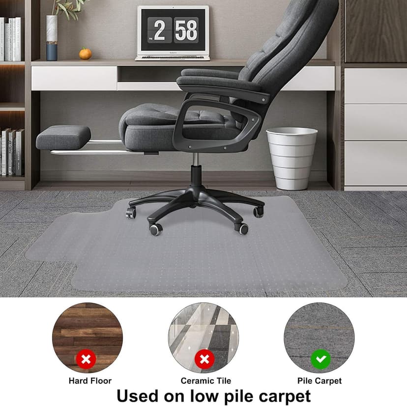 New Chair Mat for Carpet Floor Low Pile Office and Home Use Thick and Sturdy Transparent Desk Chair mat for Carpets Size 36" X 48" with Lip
