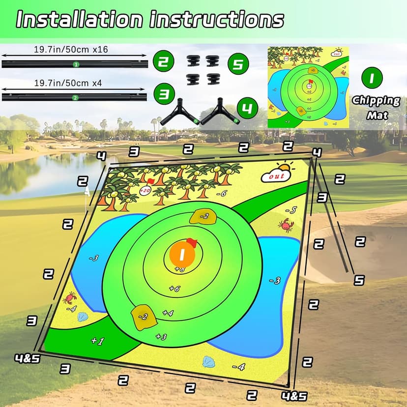 Battle Golf Chipping Game,Upgrade 80”x80” Large Chipping Mat,Play Outdoor Sticky Golf for Adults,Unique Multiplayer Indoor Outdoor Friends Family Yard Target Game