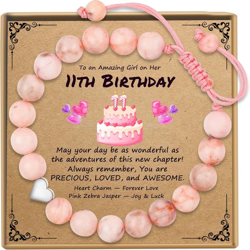 Sereney Birthday Gifts for Girls, Beaded Bracelets as 1 3 4 5 6 7 8 9 10 11 12 13 15 16 Year Old Birthday Gift, Adjustable Stone/Pearl Bracelet as Happy Birthday Gifts for Daughter Granddaughter Niece