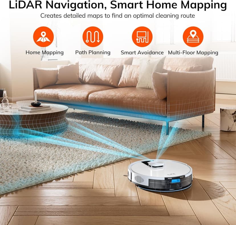 ILIFE A12 Pro Robot Vacuum and Mop Combo, Self Emptying Station for 60 Days, LiDAR Navigation, Home Mapping, No-Go Zones, 2.4G WiFi/App/Alexa/Remote Control, for Hard Floors, 110V