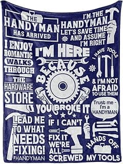 Hanyman Gifts Blanket for Man - 50" x 65" Throw, Flannel Blanket - Birthday Gifts for Handyman - Broke