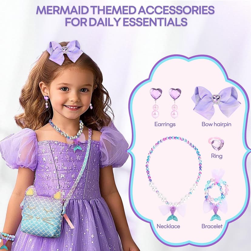 mibasies Purse for Little Girls Dress Up Jewelry Pretend Play Kids Accessories Mermaid Gifts B088M291YT
