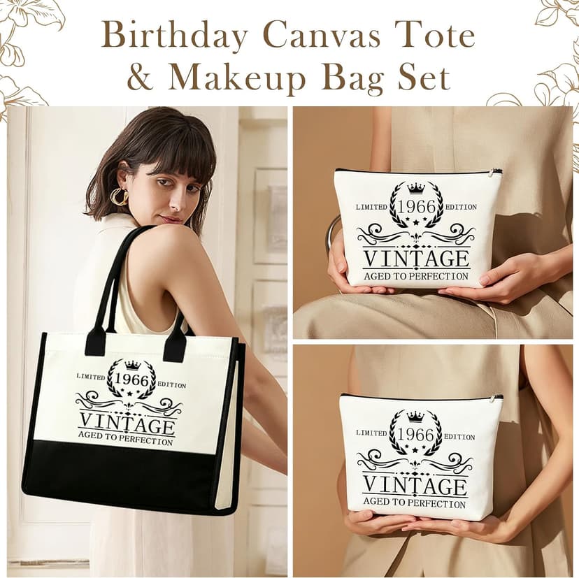 40th 50th 60th Birthday Gifts for Women Tote Bag Birthday Gifts Set for Mom Wife Sister Grandma Birthday Gifts for Her