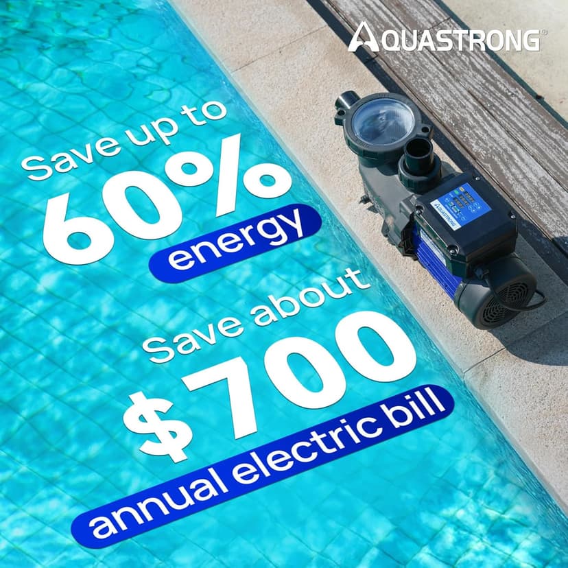 AQUASTRONG In/Above Ground Pool Pump, High Flow (Dual Speed with Timer, 2HP, 115V, 5186 GPH)