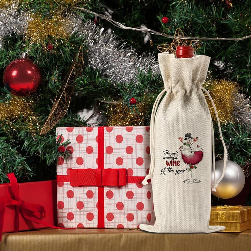 Funny Christmas Wine Bags - Holiday Gifts for Women & Men - Wine Lover & Christmas Party Decorations