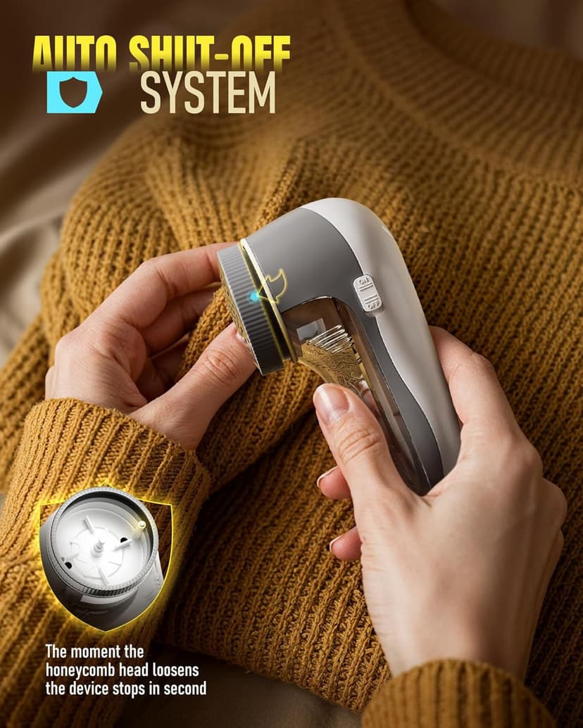 POPCHOSE Fabric Shaver, Lint Remover for Clothes, Battery Operated Lint Shaver with 6-Leaf Blades, Sweater Shavers to Remove Pilling for Clothing, Couch, Furniture, Fuzz, Lint Ball, Pillings