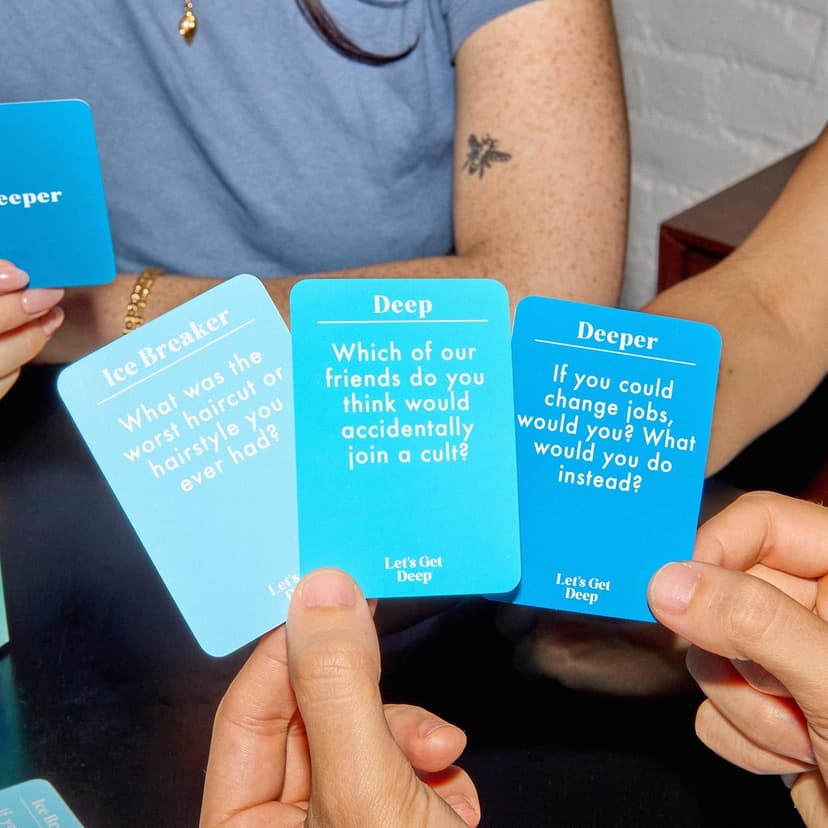 Let's Get Deep: Friends Edition by Relatable, Fun Group Card Game, Easy Adult Game for Game Night, Perfect for Party Games with Friends, Includes 400 Question Cards, Three Increasingly Personal Levels