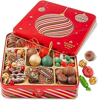 Christmas Chocolate Gift Basket– Holiday Ornament Gift Box with Assorted Christmas Candy – Holiday Food Gift Idea for Men, Women, Family, Corporate- Bonnie & Pop