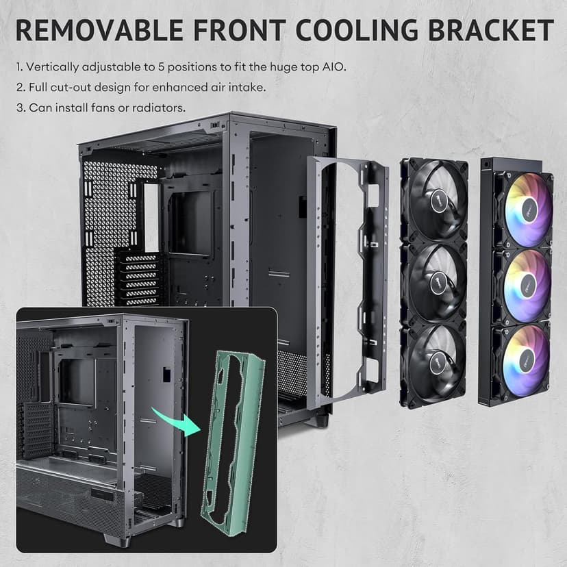 Antec Flux Pro, 6 x PWM Fans Included, High-Airflow Front Panel with Walnut Wood, iShift PSU 90° Mount, USB3.0 x 2, Type-C, 420mm Radiator Support, Temp. Display, Full-Tower E-ATX PC Case
