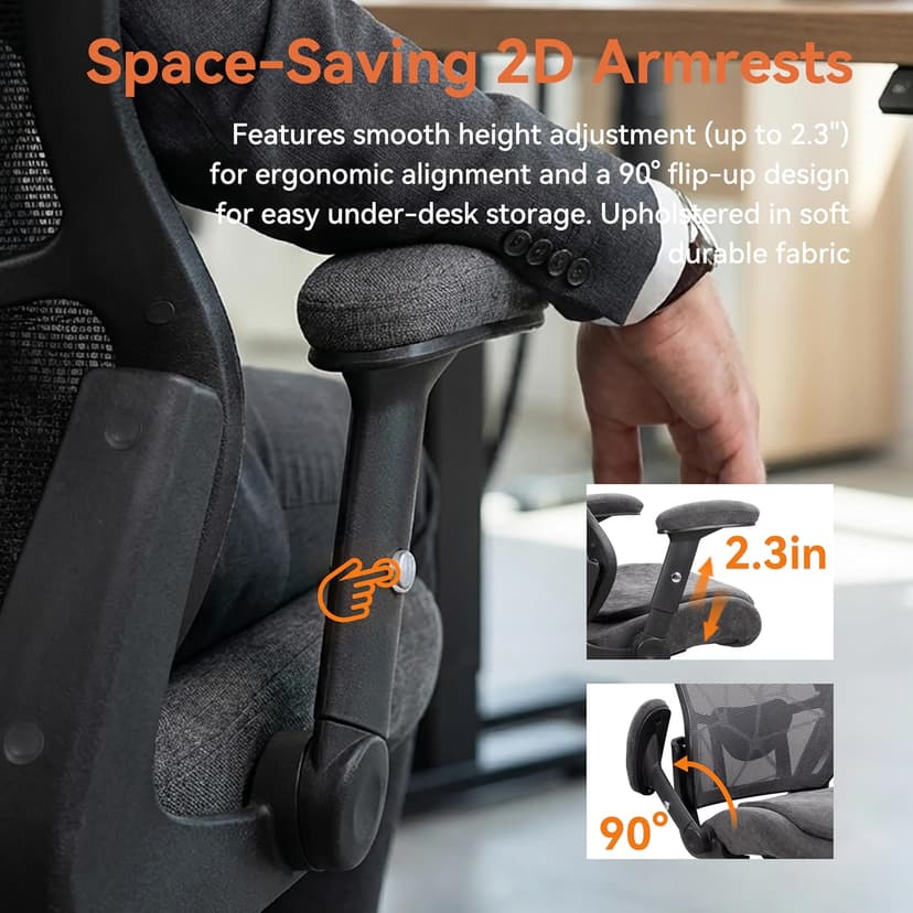 Office Chair 500lbs Big and Tall Ergonomic Mesh Desk Chair Heavy Duty with 24" Extra Wide Seat Adjustable Lumbar Support & Flip-Up Arms for Large Body Types (Dark Gray)