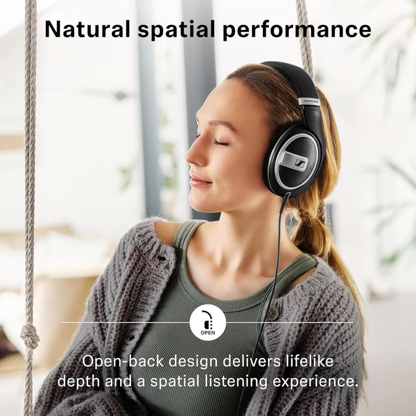 Sennheiser HD 599 SE Open-Back Headphones, Premium Design, Natural Balanced Audio, Comfortable Fit, Wired Headphones for Music, Gaming, School, Work, Black