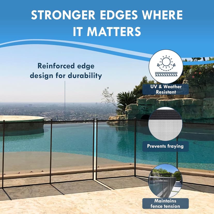 Pool Fence Replacement Mesh Fabric – 4'x15' Black Mesh for Pool Fence Repair, DIY & Cut-to-Fit | Compatible with Most Pool Fencing Poles | Replacement Parts, Safety Fence, No Poles