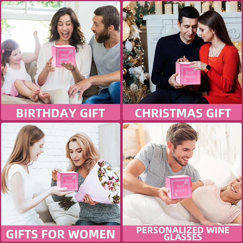 Personalized Gifts for Women,Monogrammed A-Z Wine Glasses Gifts for Women,Wine Glass for Gift Box,Birthday Gifts for Mom Sister Grandma-J