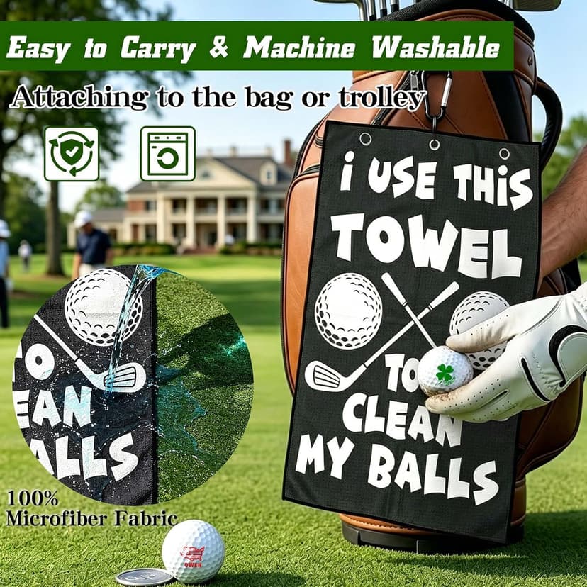 Premium Cleaning Towel for Golf Balls and Clubs; Easy To Attach to Golf Bags for Practice, Tournaments, and Daily Play Lihome Golf Accessories for Men, Funny Golf Towel, Golf Gifts for Men B0GX7CVYCL
