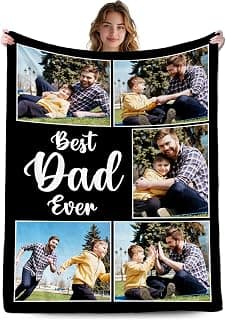Customized Gift for Husband from Daughter Son Wife, Custom Blanket with Picture, Dad Blanket Gift for Anniversary Fathers Day Birthday Gifts for Best Dad, Personalized Photo Blanket B0GZ3XZVQF