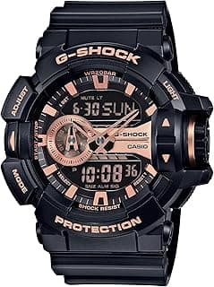 Casio XL G-Shock Quartz Sport Watch with Plastic Strap, 18.3 (Model: GA-400GB-1A4) Black/Rose Gold
