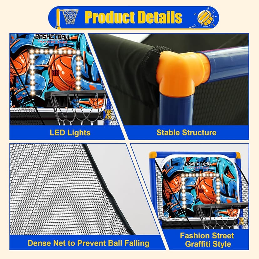 Kids Arcade Basketball Hoop Indoor Outdoor Single Shot Basketball Game for Toddler,Carnival Games Sport Gifts for Boys Girls Ages 3-8 Years Old,Ideal for Competition