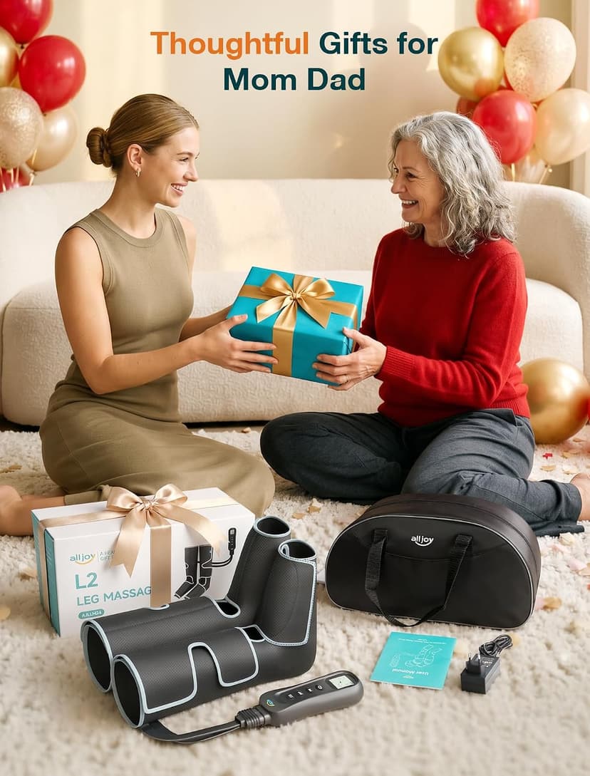Leg Massager with Heat and Compression Helpful for Vericose Veins, Fatigue, Cramps, Swelling, Edema ALLJOY Leg Massager for Circulation and Pain Relief FSA,Gifts for Men Women B0DH1GWKJ6