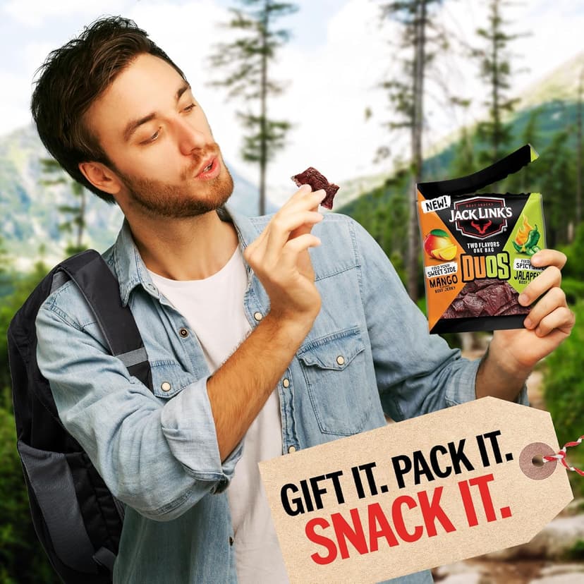 Jack Link’s DUOs Gift Box – Includes Beef Jerky, Chicken & Tender Bites, & Sticks, Great Protein Gifts for Dad, Men or Meat Lovers, Ideal for Holidays & More – 11-Piece Beast Snack Variety Pack