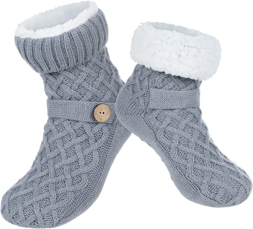 Chassic Warm Fuzzy Sherpa Lined Slipper Socks for Women with Non-Slip Grips B08HHR55W5