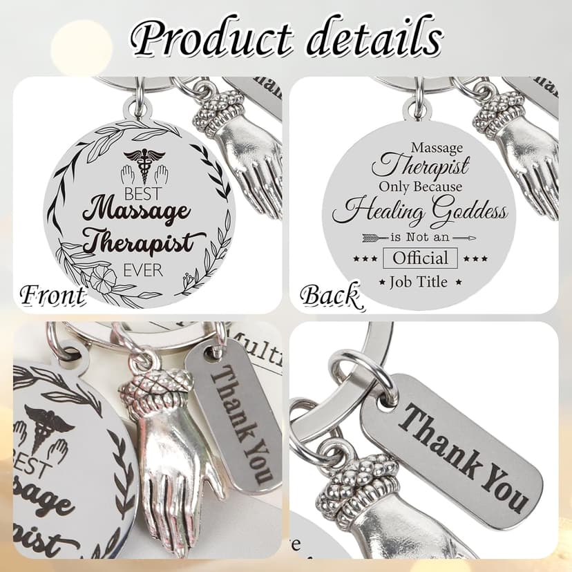 Thrist Christmas Massage Therapist Gifts Keychain Best Massage Therapist Ever Healing Key Chain Gifts for Nurses Nursing Gift Work Accessories Essentials