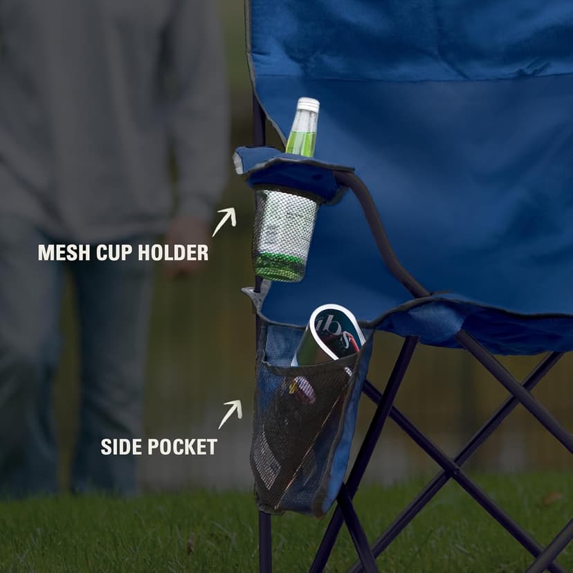 Coleman Portable Camping Chair with 4-Can Cooler, Cushioned Seat & Back with Side Pockets & Cup Holder, Carry Bag Included, Great for Camping, Tailgating, Firepits, Patio, & More
