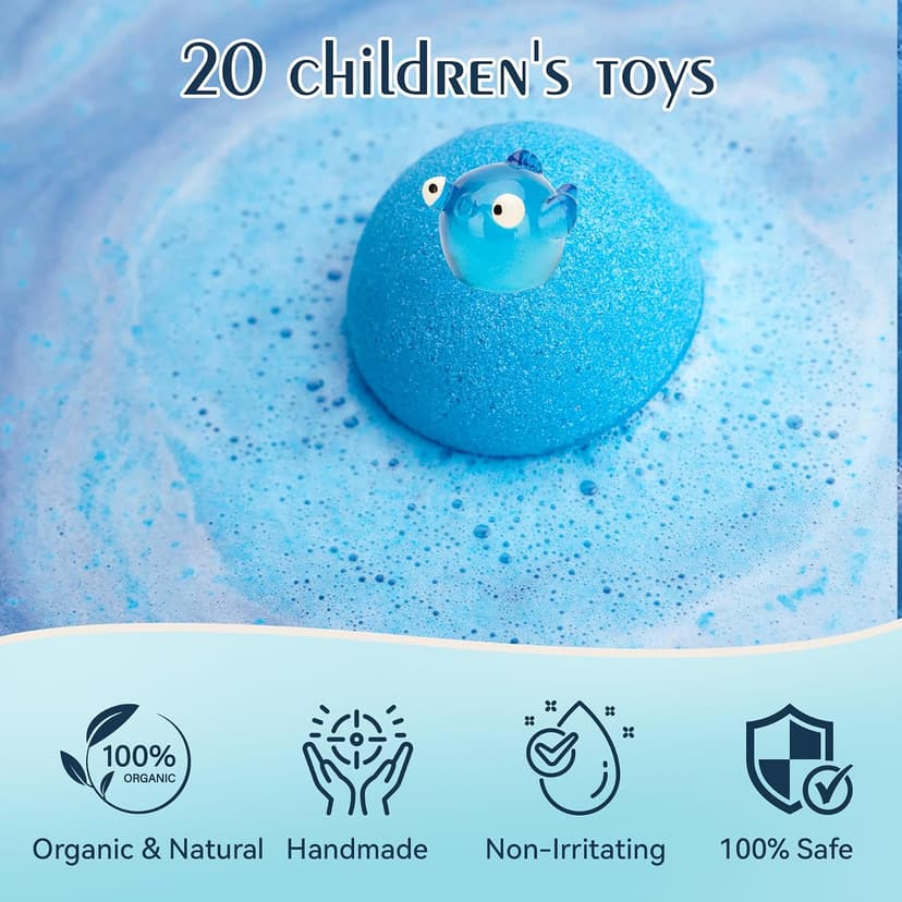 20 Pack Bath Bombs for Kids with Surprise Inside Bubble Bath Toys Organic Natural Bath Bombs Set Easter Basket Stuffers Birthday Christmas Gift for Kids 3 4 5 6 7 8 Years Old Boys Toddlers Girls B0D5Z33X94