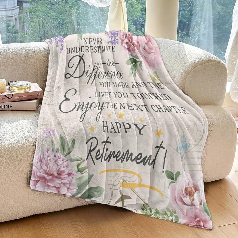 Retirement Gift for Woman, Retirement Blanket for Women/Men, Farewell Gifts for Coworkers, Going Away Goodbye Merch for Mom Grandma Throws Blankets 60"x50"