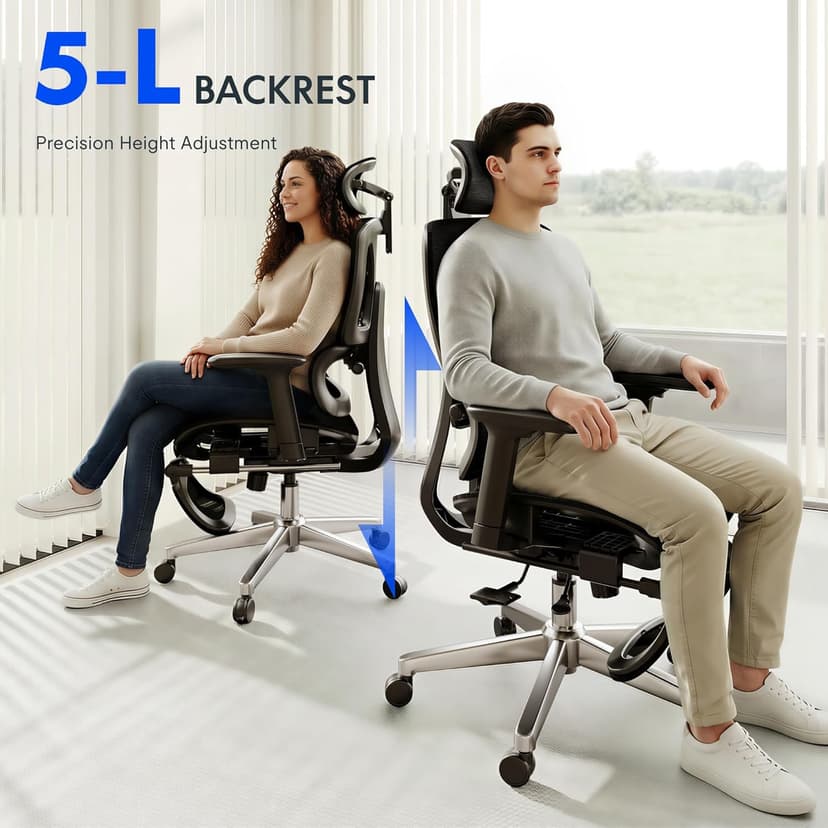 FLEXISPOT ErgoX Premium Ergonomic Office Chair with Footrest - Adjustable 3D Armrests, Dynamic Lumbar Support, Recline & Tilt Function, Mesh Seat, for Home & Office Use, Black