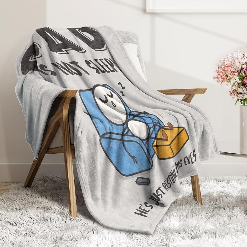 Dad Gifts from Daughter Son, Super Soft Throws Blanket for Couch and Napping, 60" x 50" (Gray) Funny Birthday Gift for Dad Husband, Dad is Not Sleeping Blanket B0DPW37148