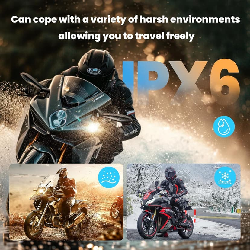 FEYA Motorcycle Helmet Speakers Super Long Battery Life Helmet Headset with Hi-Fi Sound Quality Dual Noise Reduction IPX6 Automatic Answer/Call Music Control/AI Voice/Soft & Hard Mic 1 Pack - Multi