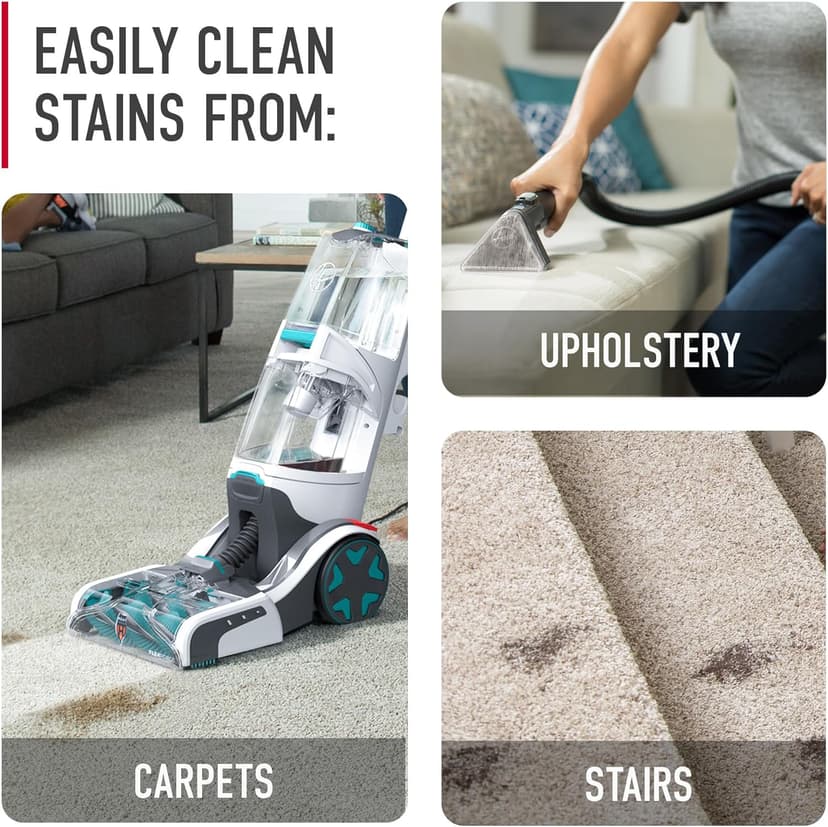 Hoover SmartWash+ Automatic Carpet Cleaner Machine for Carpet and Upholstery, Deep Cleaning Carpet Shampooer Machine, Pair with a Hoover Carpet Cleaner Solution for a Bright, Refreshed Home