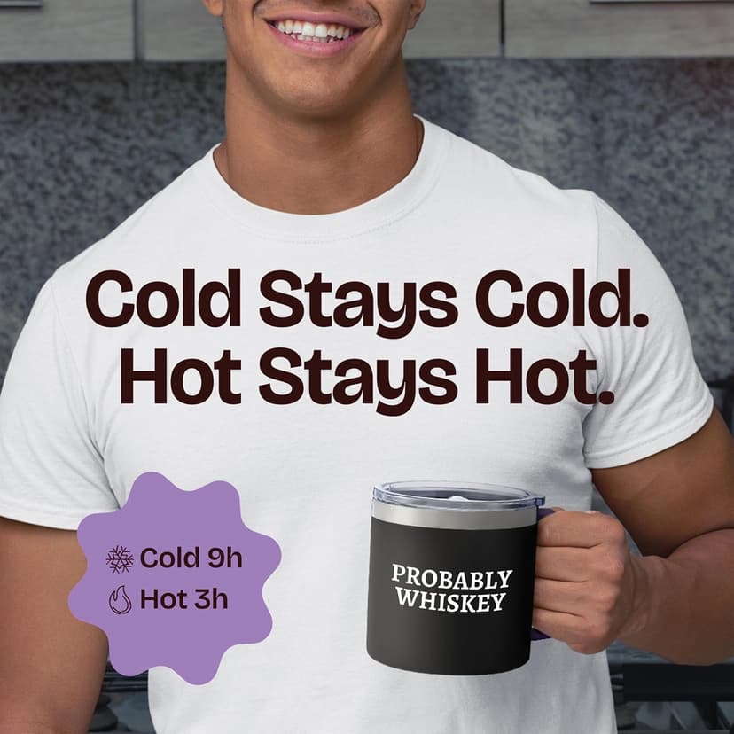 Dad Gifts for Christmas Day - Whiskey Gifts for Men Probably Whiskey Coffee Mug for Dad Tumbler Black 14oz Gift for Whisky Lovers Funny Birthday Present for Coffee Drinkers Gift Ideas for Father's Day