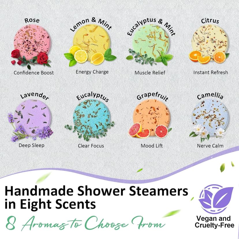 Shower Steamers Aromatherapy Birthday Gifts for Women - 8 Pack Christmas Stocking Stuffers 2025 for Adults Teens Women Mom Her Wife, Home Spa Shower Bombs for Self Care Relaxation with Essential Oils