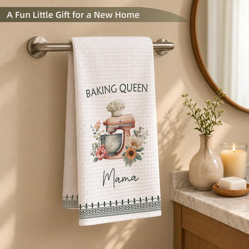 Baker Mama Towel with Quote: Baking Queen Mama. Set of 1. Baking Mama Gifts Baker Kitchen Towel, Gift for Mom Loves to Bake B0HCR77M1L