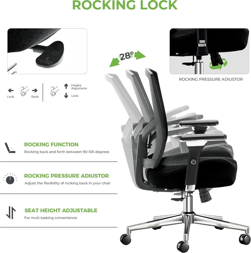 Big and Tall Office Chair 700lbs with Ergonomic W Wide Thick Seat Cushion, Oversized Mesh Desk Chair with Adjustable Lumbar Support, Computer Chair with Upgraded 4D Armrests
