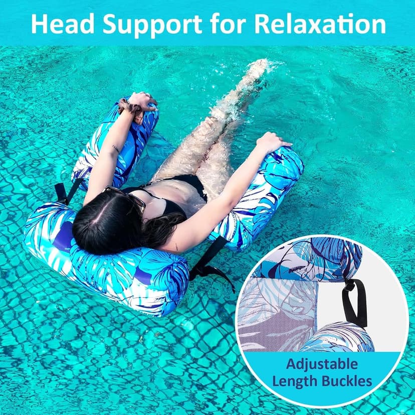 Inflatable Pool Float Chair - 2 Pack Pool Floats Adult Heavy Duty, Water Floating Lounge Chairs, Blow up Floaties Adults for Summer Fun Party Lake Beach
