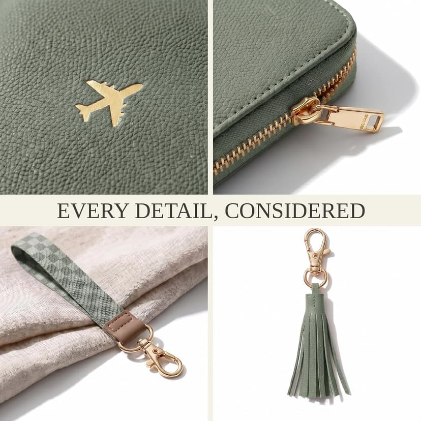 All-in-One Organizer for Women Holds up to 4 Passports, w Card Slots and Keychain - RFID Blocking Keeps Documents Safe Beautiful Passport Holder And Travel Wallet with Wristlet Strap B0FVNQP2BL
