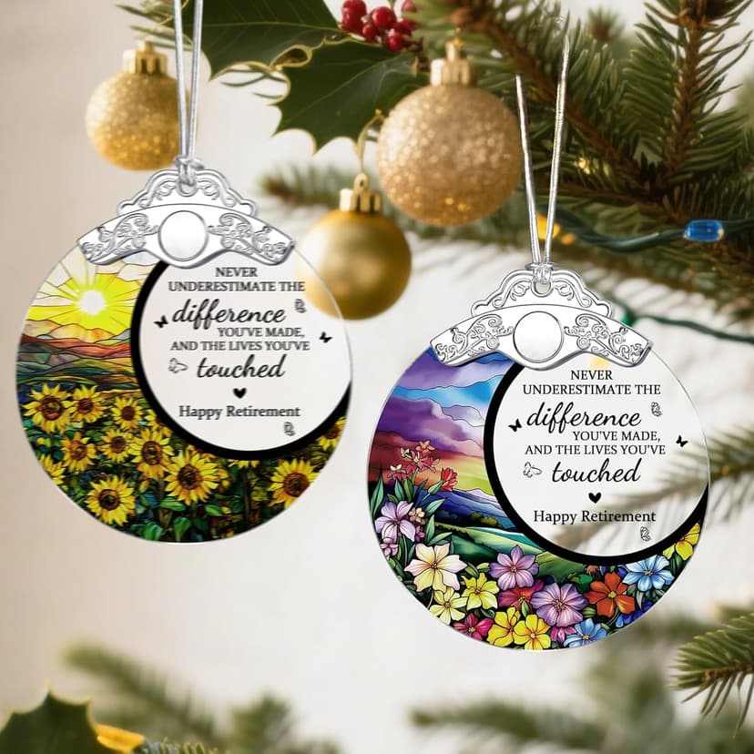 Retirement Gifts - Retirement Gift for Women, Men - Retired Ornament - Retired Gifts for Coworker, Boss, Employee, Teacher, Nurse, Friends, Women, Men - Stained Glass Christmas Ornament - Design A