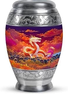 Orange Dragon Keepsake Funeral Urns for Adult Ashes Men, Purple Memorials & Funerary Urn for Ashes, Burial Gift for Loss of Husband, Decorative Cremains Ash Holder, 3 Inch B0FFZ9LZG6