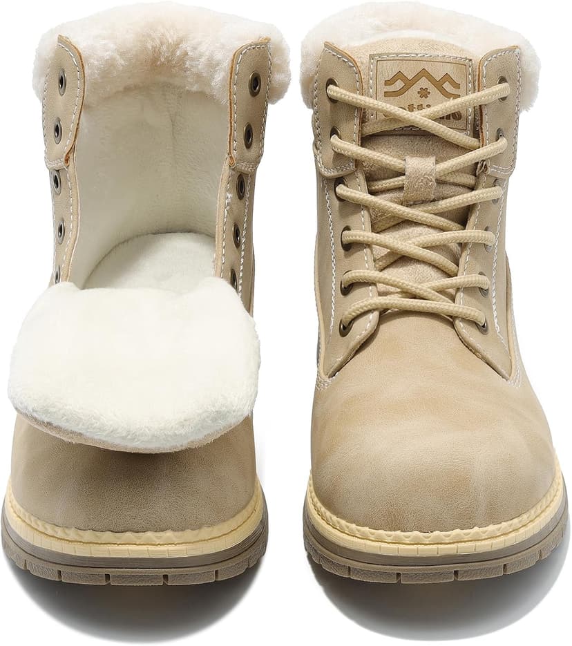 COTTIMO Womens Hiking Snow Winter Boots- Ladies Casual Outdoor Lightweight Ankle Boots Work Backpacking Lace up Fur Lined Walking Trekking Shoes