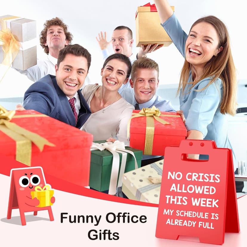 Funny Office Desk Decor Boss Sign, Bosses Day Gifts for Women Men Manager Supervisor Leader Lady Famale Male, Christmas White Elephant Gifts for Teacher Principal Coworker Cubicle Accessories Red Sign