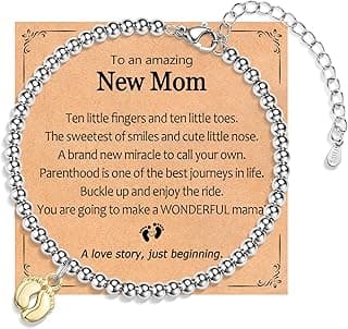 New Mom Gifts, Baby Feet Charm Bracelet Gift for Pregnant Mommy 1st Time Moms, New Mother Pregnant Mom to Be Gifts, Mothers Day Birthday Christmas Baby Shower for Wife Daughter Friend Sister